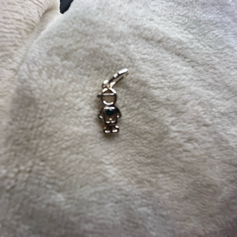 Sterling silver boys charm Pendant with blue stone